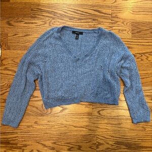 Forever 21 Heather Blue V-Neck Sweater